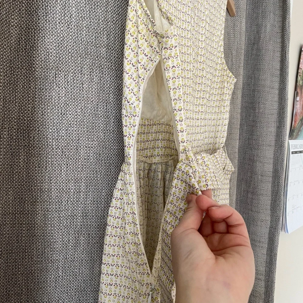 Vintage 1980s Beth Jordan White Floral Belted Pleated Dress - Picture 10 of 11